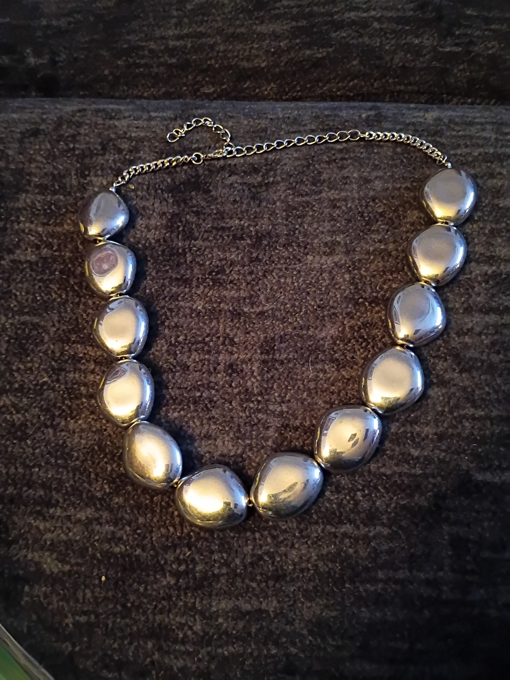 Polished Silver Bubble Collar Necklace for Women